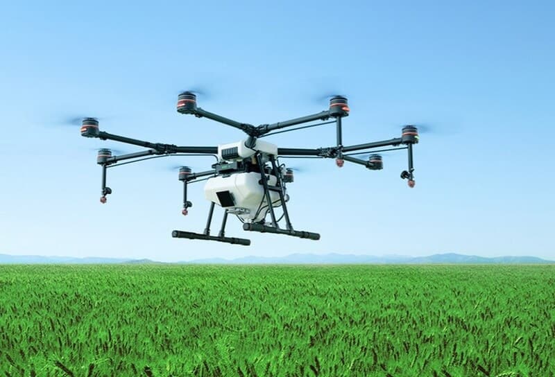 Agriculture drone over farmland